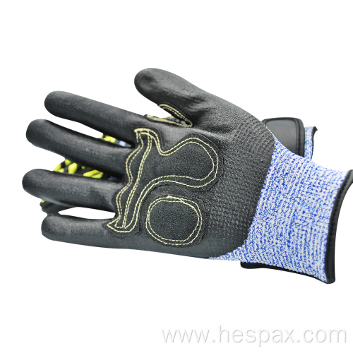 Hespax Drilling HPPE Anti-impact TPR Labour Gloves